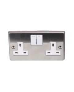 VOLEX 13A 2 GANG SP SWITCHED SOCKET OUTLET STAINLESS STEEL VX1500SS