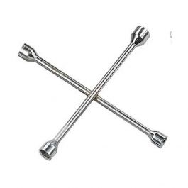 MLD 4 way Cross Steel Wheel Spanner/Wrench 13 mmx 14-inch, Silver (17, 19,  21, 23 mm)